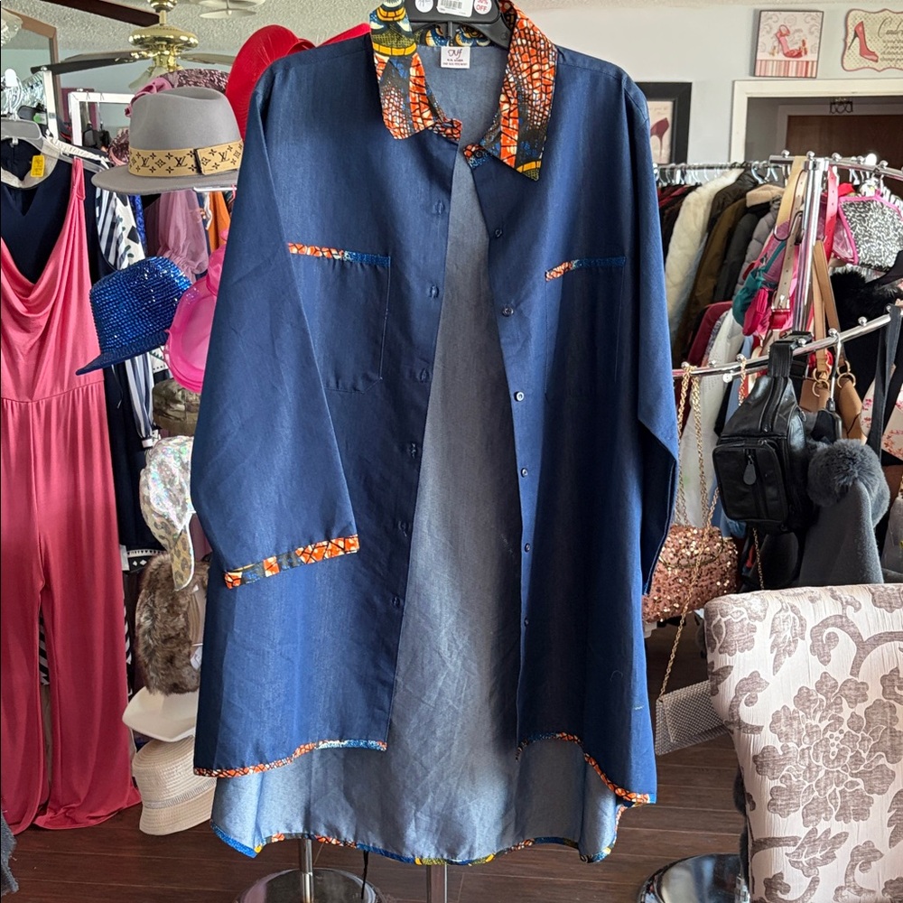 Chic Denim Jacket with Colorful Trim